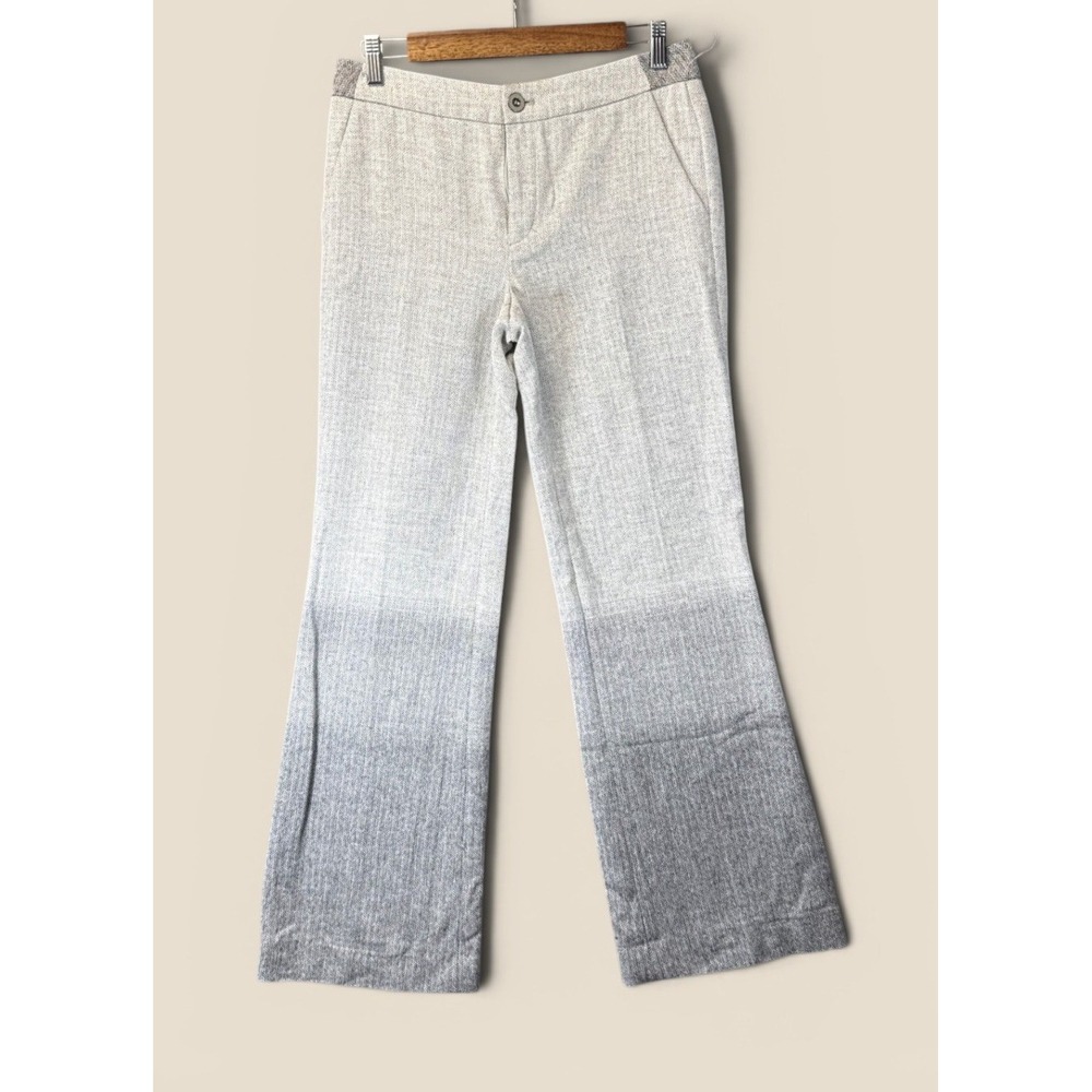 Elevenses Anthropologie Pants Size 2 Grey Standout Ombre Herringbone Wool Chic